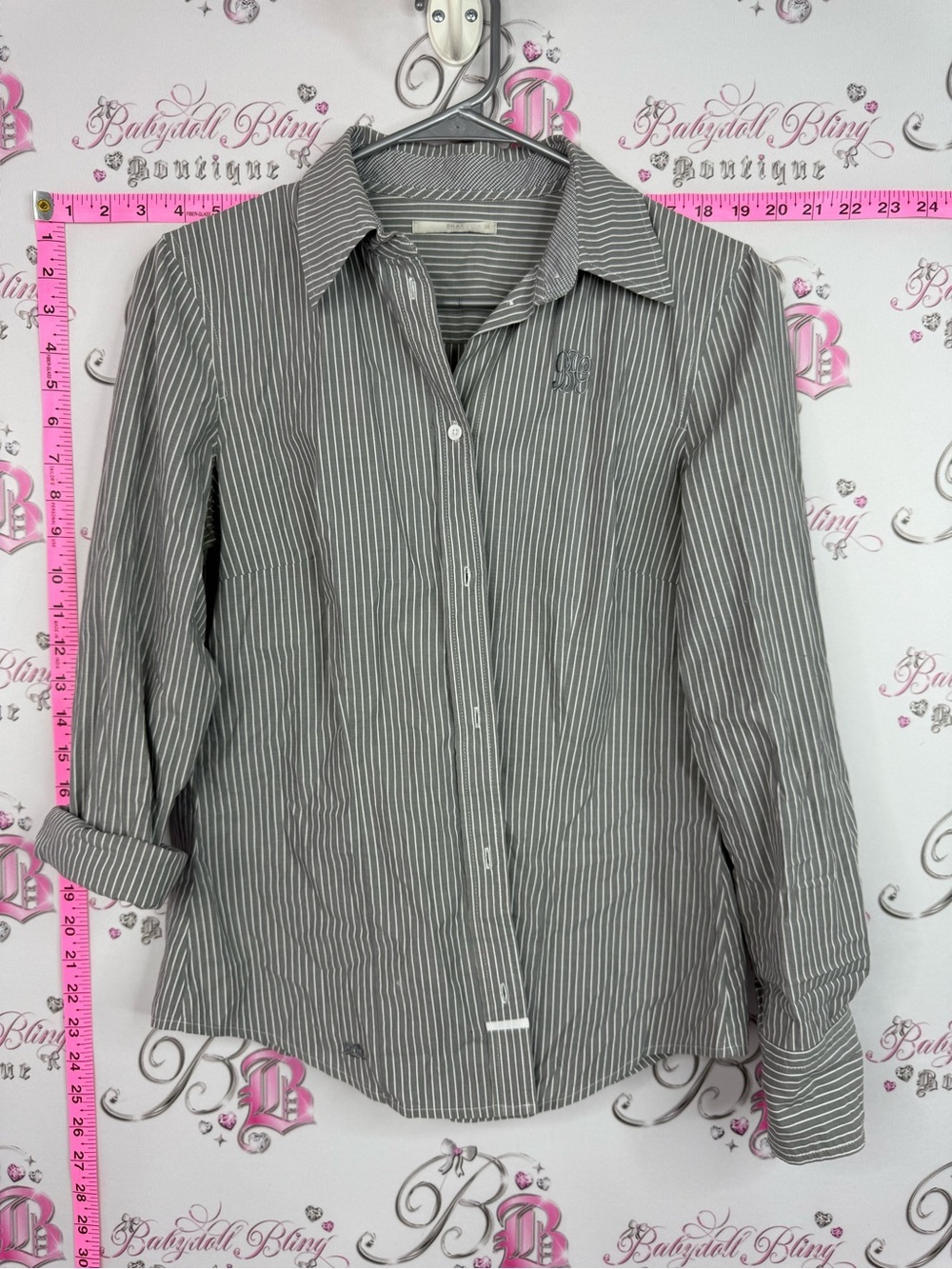 Brax button up shirt Classic Striped Button-Down Shirt - Gray/White
